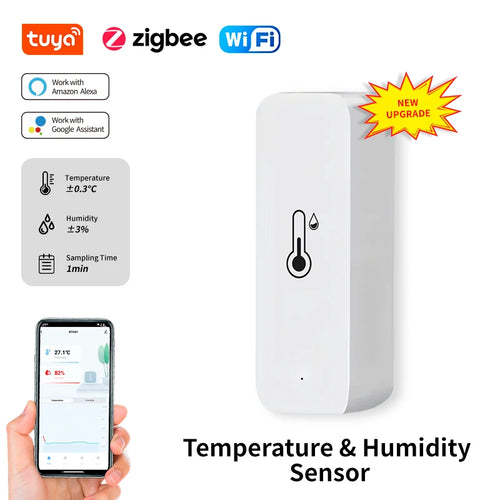 Tuya wifi/zigbee sensor de temperatura e umidade termômetro interno controle de vida inteligente para trabalho em casa com alexa google assistente