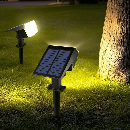 Holofote solar regulável com 3 modos, à prova d'água, jardim, paisagem, gramado, para quintal, entrada, pátio, quintal, passarela