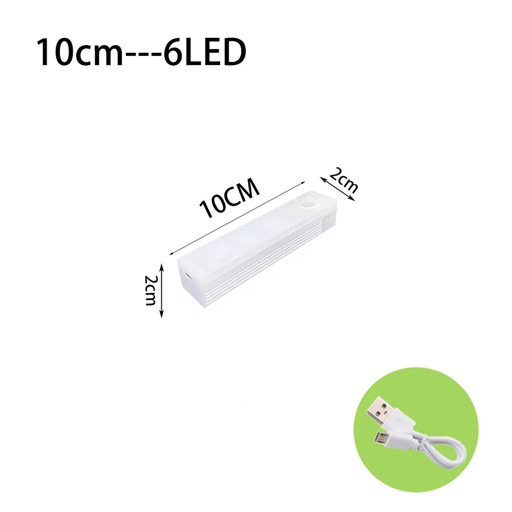 Sem fio LED Sensor de Movimento Luz, Luz Noturna, Tipo C Recarregável, Gabinete, Wardrobe Lamp, Backlight Escada, Cozinha