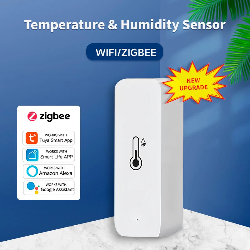 Tuya wifi/zigbee sensor de temperatura e umidade termômetro interno controle de vida inteligente para trabalho em casa com alexa google assistente