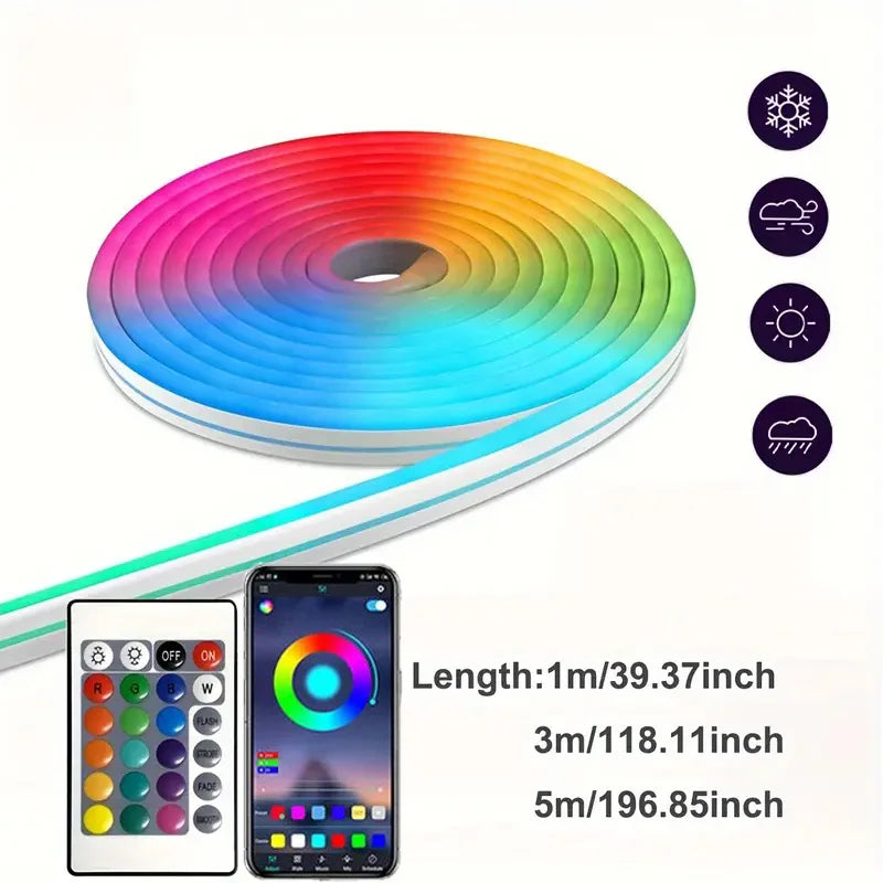 Faixa de led neon usb rgb, 1m, 2m, 3m, 5m, wi-fi, 5v, funciona com aplicativo tuya/smart life/alexa para jogos, casa, iluminação de decoração neon