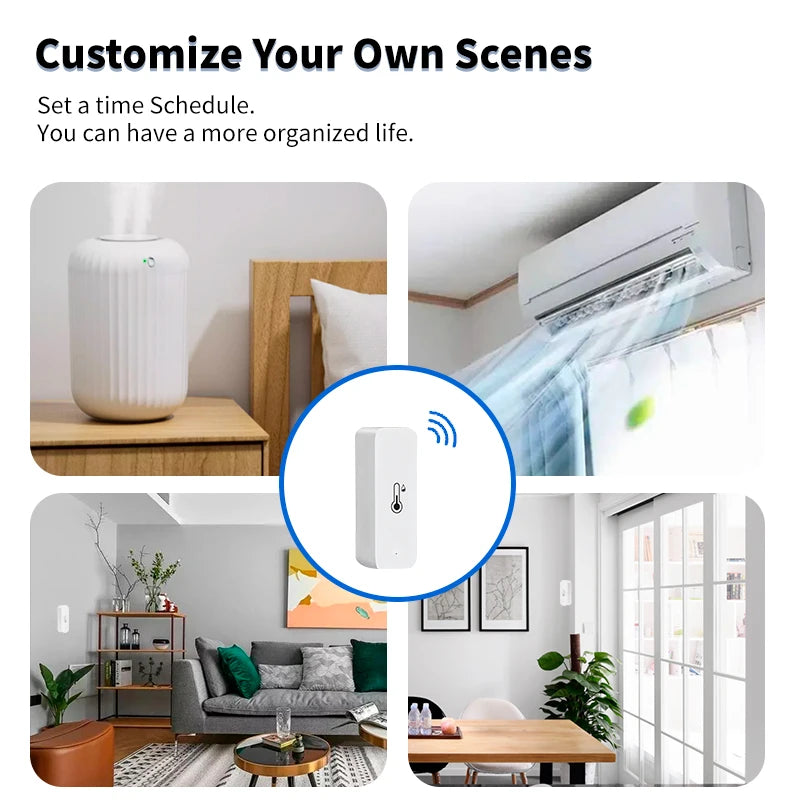 Tuya wifi/zigbee sensor de temperatura e umidade termômetro interno controle de vida inteligente para trabalho em casa com alexa google assistente