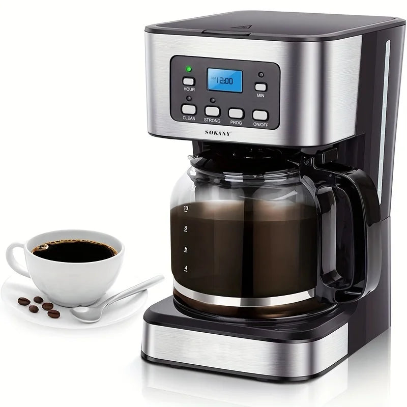 Máquina de café elétrica programável, 1,5l, tecnologia avançada, fabricação rápida e temporizador de 24 horas