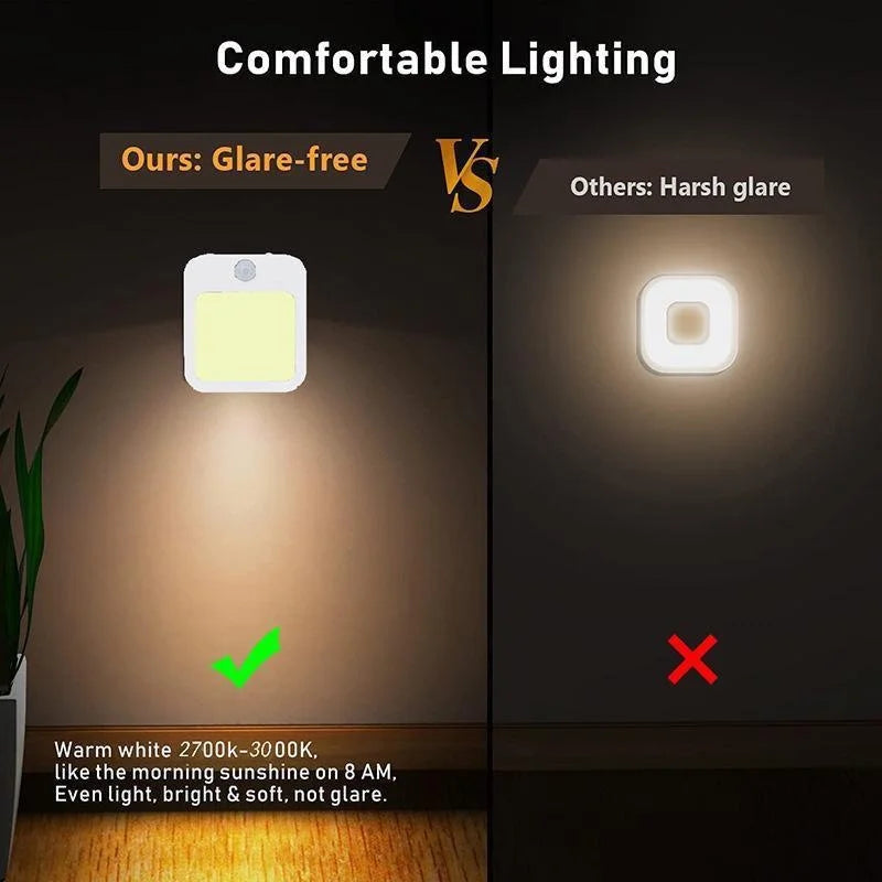 Sensor de movimento led luzes da noite plugue da ue regulável luz do armário para cabeceira do bebê quarto corredor sem fio noite lâmpada iluminação