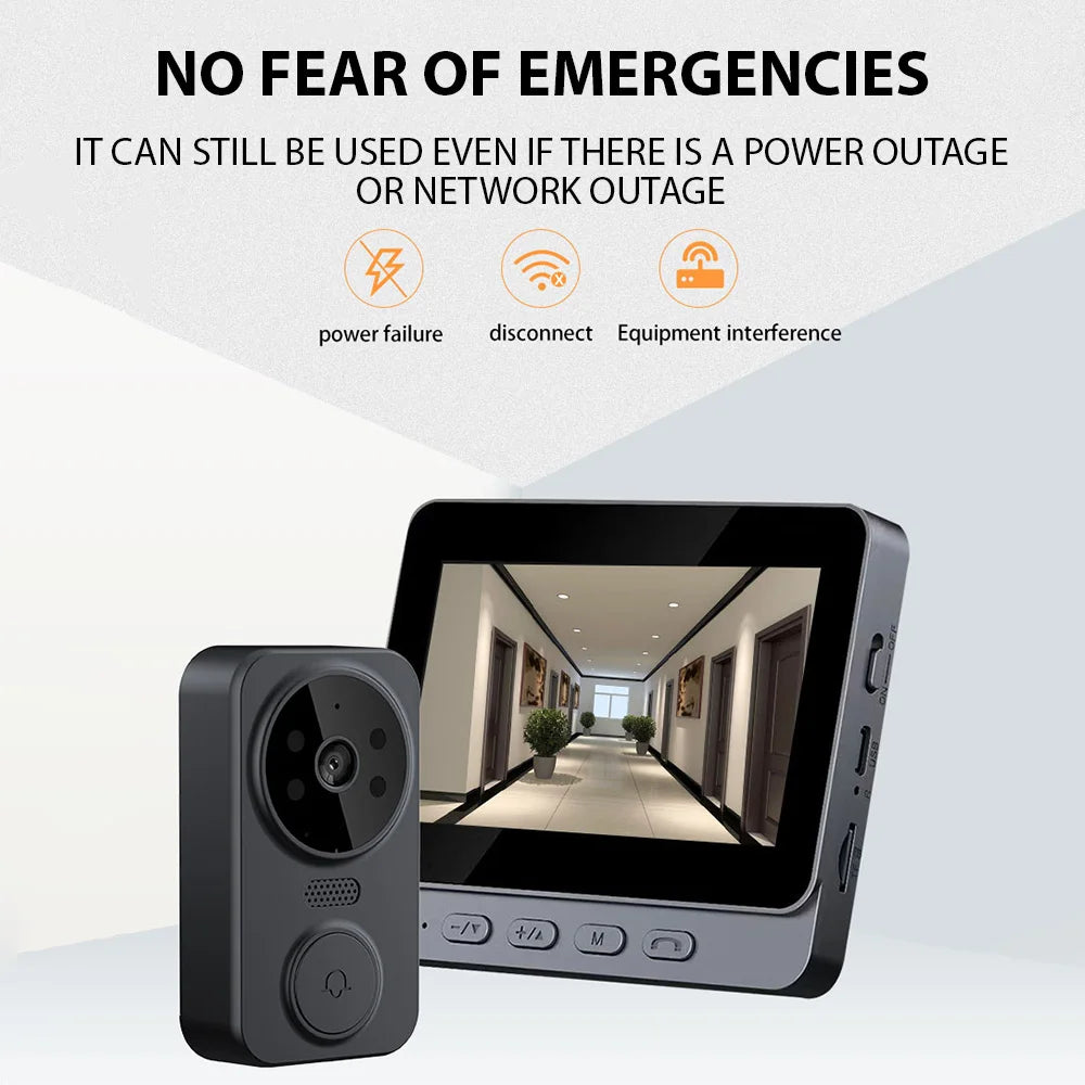 2.4g sem fio visual intercom campainha de vídeo sistema de intercomunicação hd monitoramento campainha intercomunicador bidirecional 4.3 Polegada tela ips