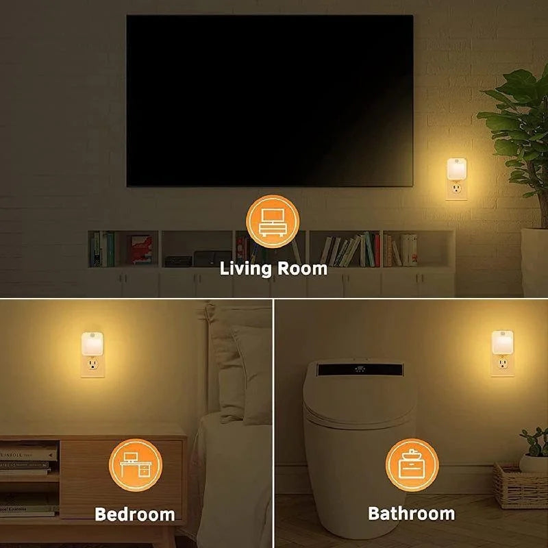 Sensor de movimento led luzes da noite plugue da ue regulável luz do armário para cabeceira do bebê quarto corredor sem fio noite lâmpada iluminação