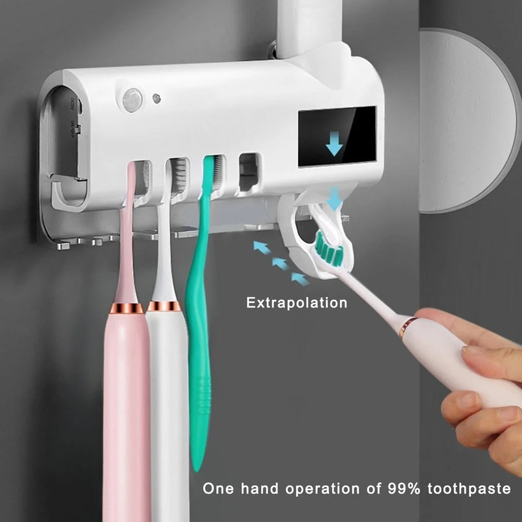 Aplicador Pasta de Dente Suporte Dispenser Escova Automático Com Esterilizador Uv