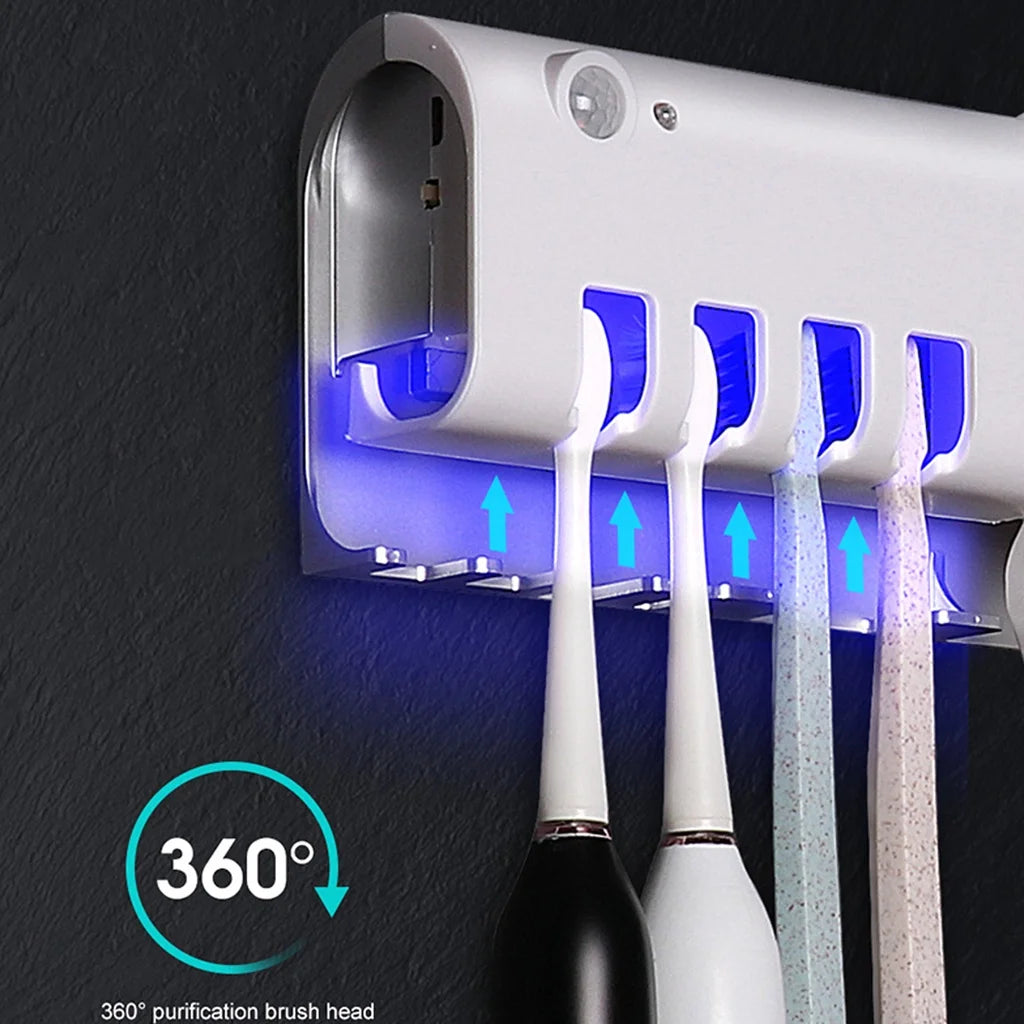 Aplicador Pasta de Dente Suporte Dispenser Escova Automático Com Esterilizador Uv