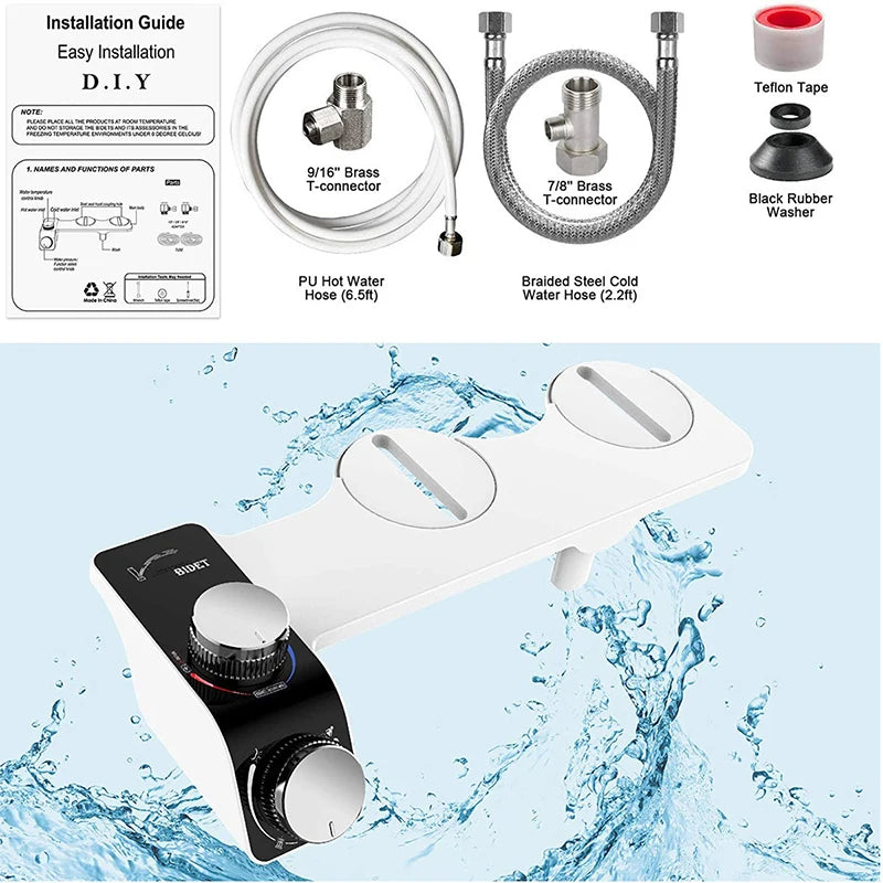 Acessório para assento de vaso sanitário, bidê, não elétrico, autolimpante, bicos duplos, misturador de água quente e fria, acessórios de banheiro para mulheres, pulverizador
