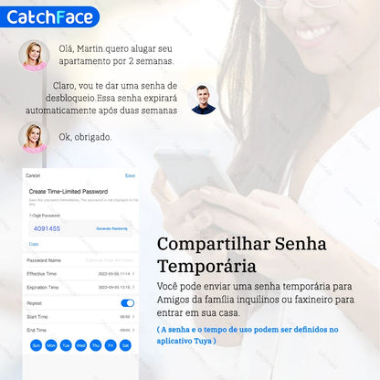Fechadura inteligente para porta, brasil, tuya, voz portuguesa, fechadura eletrônica digital, wi-fi, aplicativo, senha de impressão digital, desbloqueio rfid para casa
