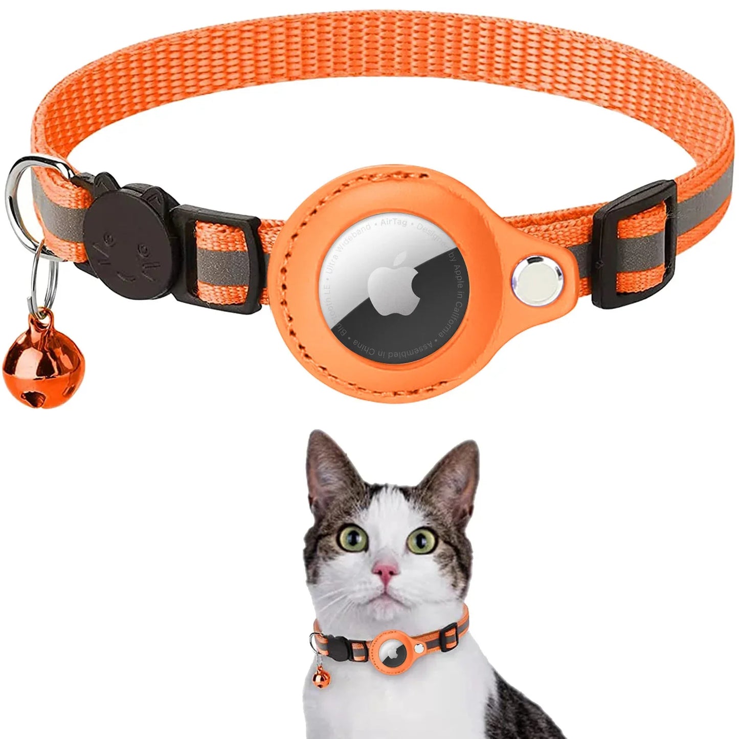 Airtag Case Coleira para Gato, Capa protetora para Anti Lost Locator, Dog Tracker Acessórios, Coleira Pet reflexiva com Bell, Suporte