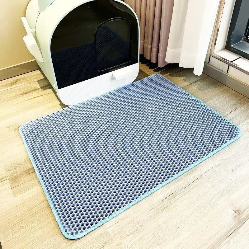 Tapete de areia para gatos, à prova d'água, anti-urina, anti-enjamento, fácil de limpar, favo de mel, camada dupla, resistente ao desgaste, macio, eva, tapetes de areia para gatos