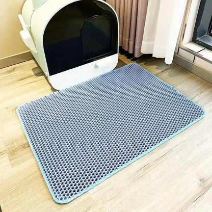 Tapete de areia para gatos, à prova d'água, anti-urina, anti-enjamento, fácil de limpar, favo de mel, camada dupla, resistente ao desgaste, macio, eva, tapetes de areia para gatos