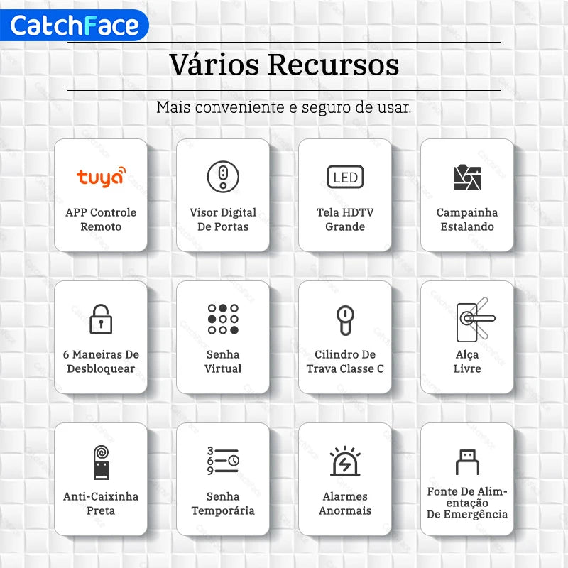 Fechadura inteligente para porta, brasil, tuya, voz portuguesa, fechadura eletrônica digital, wi-fi, aplicativo, senha de impressão digital, desbloqueio rfid para casa