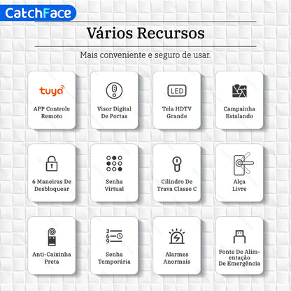 Fechadura inteligente para porta, brasil, tuya, voz portuguesa, fechadura eletrônica digital, wi-fi, aplicativo, senha de impressão digital, desbloqueio rfid para casa