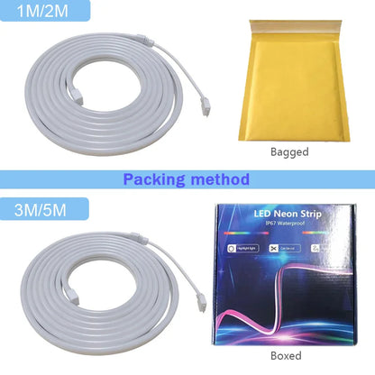 Faixa de led neon usb rgb, 1m, 2m, 3m, 5m, wi-fi, 5v, funciona com aplicativo tuya/smart life/alexa para jogos, casa, iluminação de decoração neon