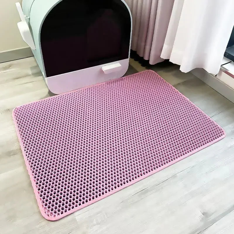 Tapete de areia para gatos, à prova d'água, anti-urina, anti-enjamento, fácil de limpar, favo de mel, camada dupla, resistente ao desgaste, macio, eva, tapetes de areia para gatos