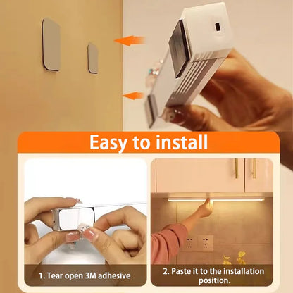 Sem fio LED Sensor de Movimento Luz, Luz Noturna, Tipo C Recarregável, Gabinete, Wardrobe Lamp, Backlight Escada, Cozinha
