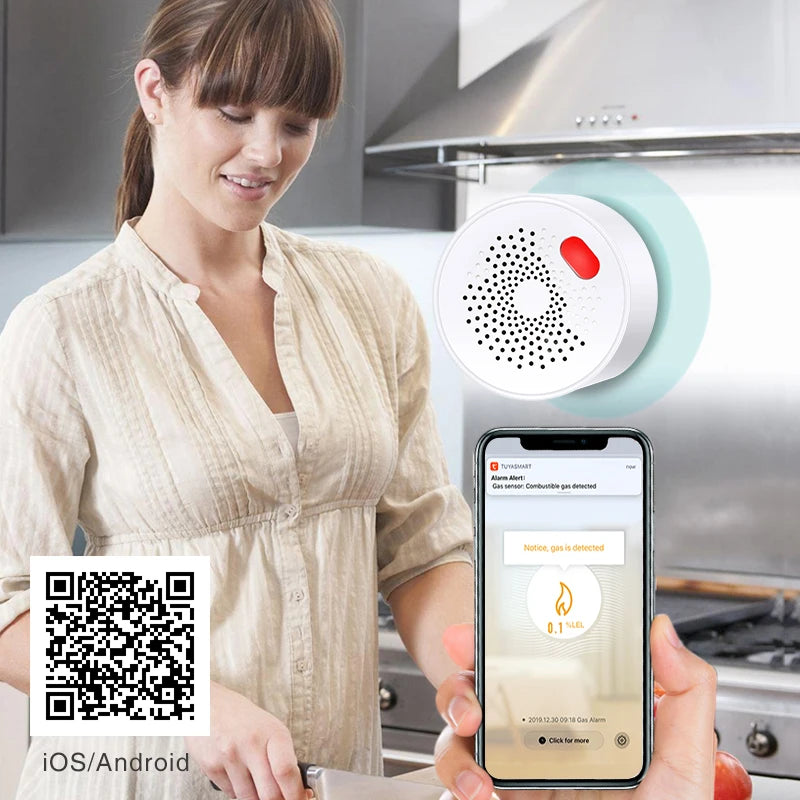 Tuya inteligente wifi sensor de gás natural combustível doméstico detector de vazamento de gás lpg proteção de segurança contra incêndio com alexa google