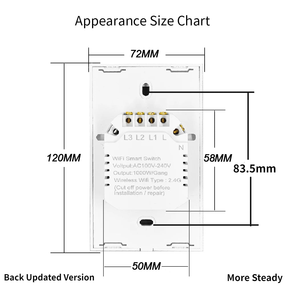 Tuya eua wifi interruptor de parede inteligente rf433 1/2/3 gang sem fio neutro sensor toque led interruptores luz casa inteligente alexa google casa