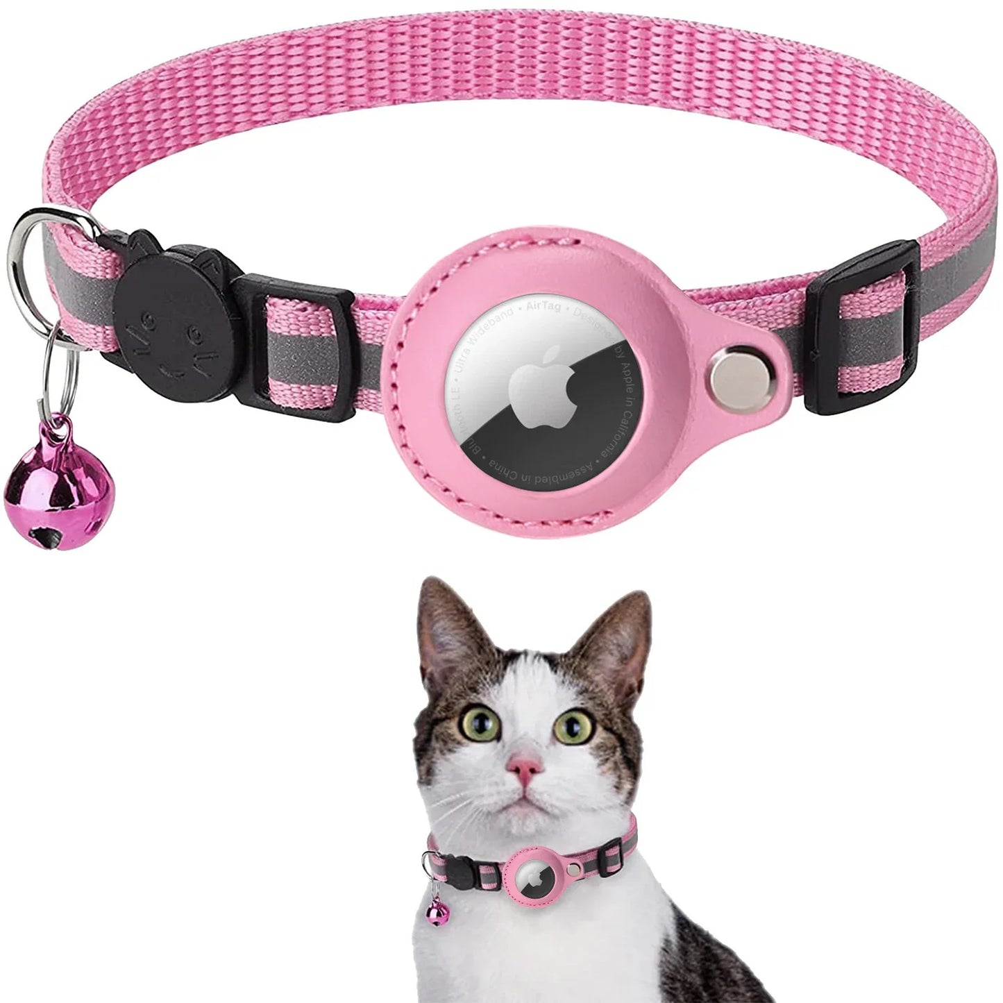 Airtag Case Coleira para Gato, Capa protetora para Anti Lost Locator, Dog Tracker Acessórios, Coleira Pet reflexiva com Bell, Suporte