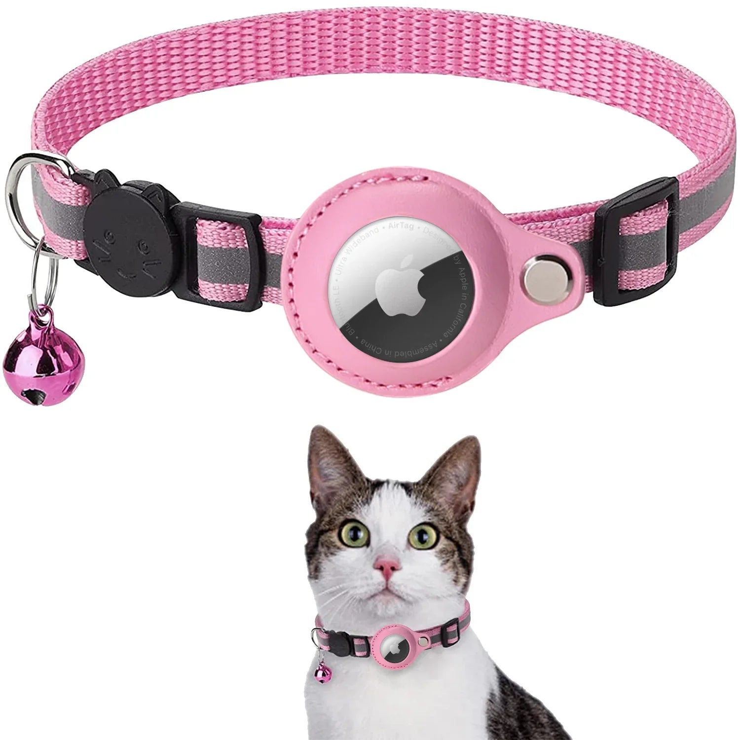 Airtag Case Coleira para Gato, Capa protetora para Anti Lost Locator, Dog Tracker Acessórios, Coleira Pet reflexiva com Bell, Suporte