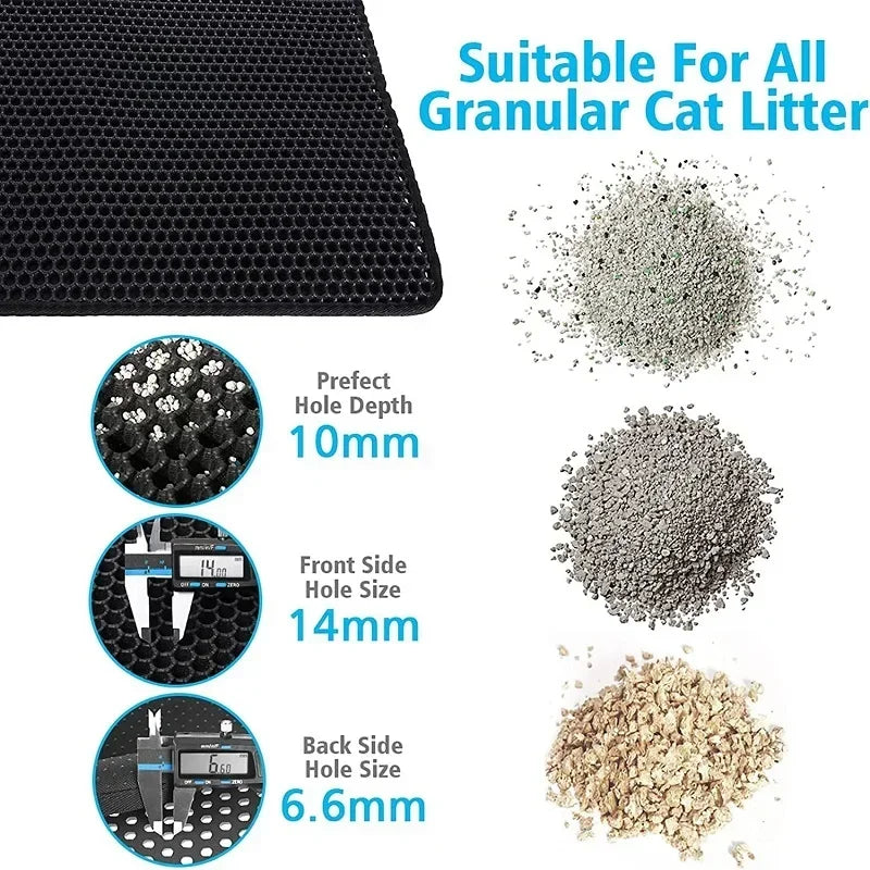 Tapete de areia para gatos, à prova d'água, anti-urina, anti-enjamento, fácil de limpar, favo de mel, camada dupla, resistente ao desgaste, macio, eva, tapetes de areia para gatos