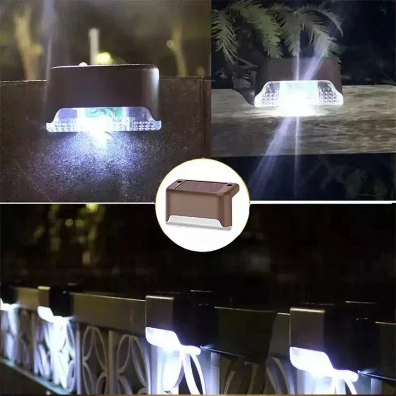 1/4/8/12/pcs solar luzes led ao ar livre jardim luz deck lâmpada solar escadas luz à prova dwaterproof água solar passo lâmpada pátio decoração do jardim