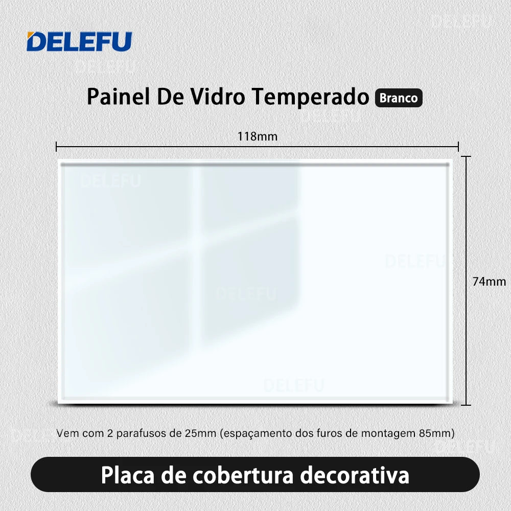 DELEFU 4*2 Vidro Temperado Branco Tomada Padrão Brasil com Dupla USB Tipo C Tomada de Parede Interruptor Inteligente Tuya Wifi 10A 20A