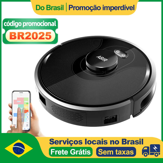 (Código promocional: BR2025)Robô aspirador de pó ABIR X8, navegação a laser lidar, 6500pa sucção, multi-assoalho mapa, Esterilização UV, y forma molhado esfregar, app zonas não-go, Exclusivo Sensor TOF