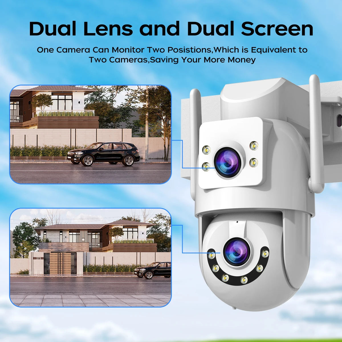 Jooan 4k 8mp hd wifi câmera ptz ao ar livre 5g wifi lente dupla câmeras ip de segurança 5x zoom ai rastreamento onvif cctv câmera de vigilância