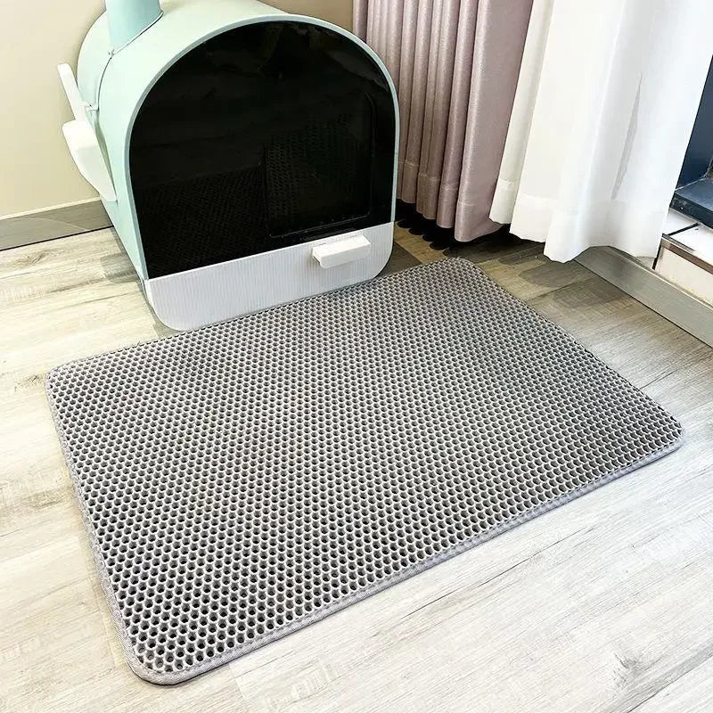 Tapete de areia para gatos, à prova d'água, anti-urina, anti-enjamento, fácil de limpar, favo de mel, camada dupla, resistente ao desgaste, macio, eva, tapetes de areia para gatos