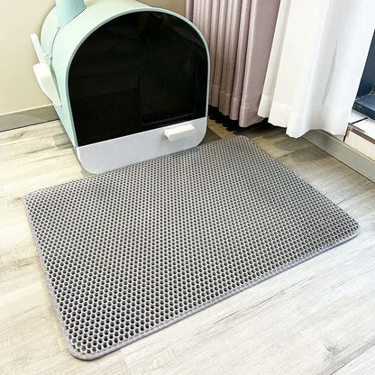 Tapete de areia para gatos, à prova d'água, anti-urina, anti-enjamento, fácil de limpar, favo de mel, camada dupla, resistente ao desgaste, macio, eva, tapetes de areia para gatos