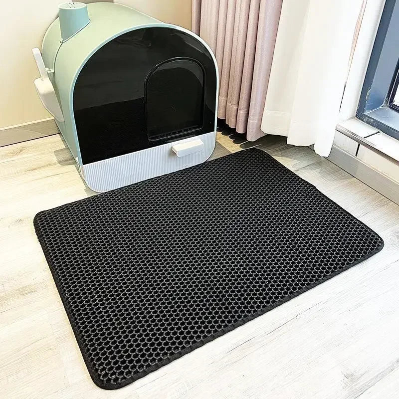 Tapete de areia para gatos, à prova d'água, anti-urina, anti-enjamento, fácil de limpar, favo de mel, camada dupla, resistente ao desgaste, macio, eva, tapetes de areia para gatos