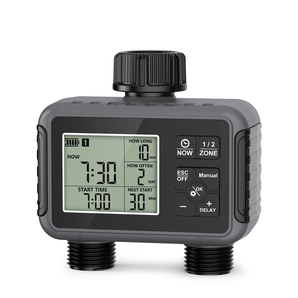 Sistema de rega automática de 1/2/3 saídas com controle de temporização, temporizador de água automático, usado ao ar livre para economizar água e tempo