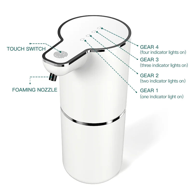 Dispensador de sabão automático 360ml, sem toque, tipo c, usb, recarregável, elétrico, à prova d'água, espuma/dispensador de líquido