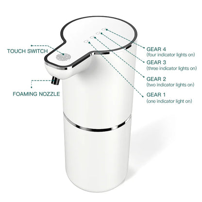 Dispensador de sabão automático 360ml, sem toque, tipo c, usb, recarregável, elétrico, à prova d'água, espuma/dispensador de líquido
