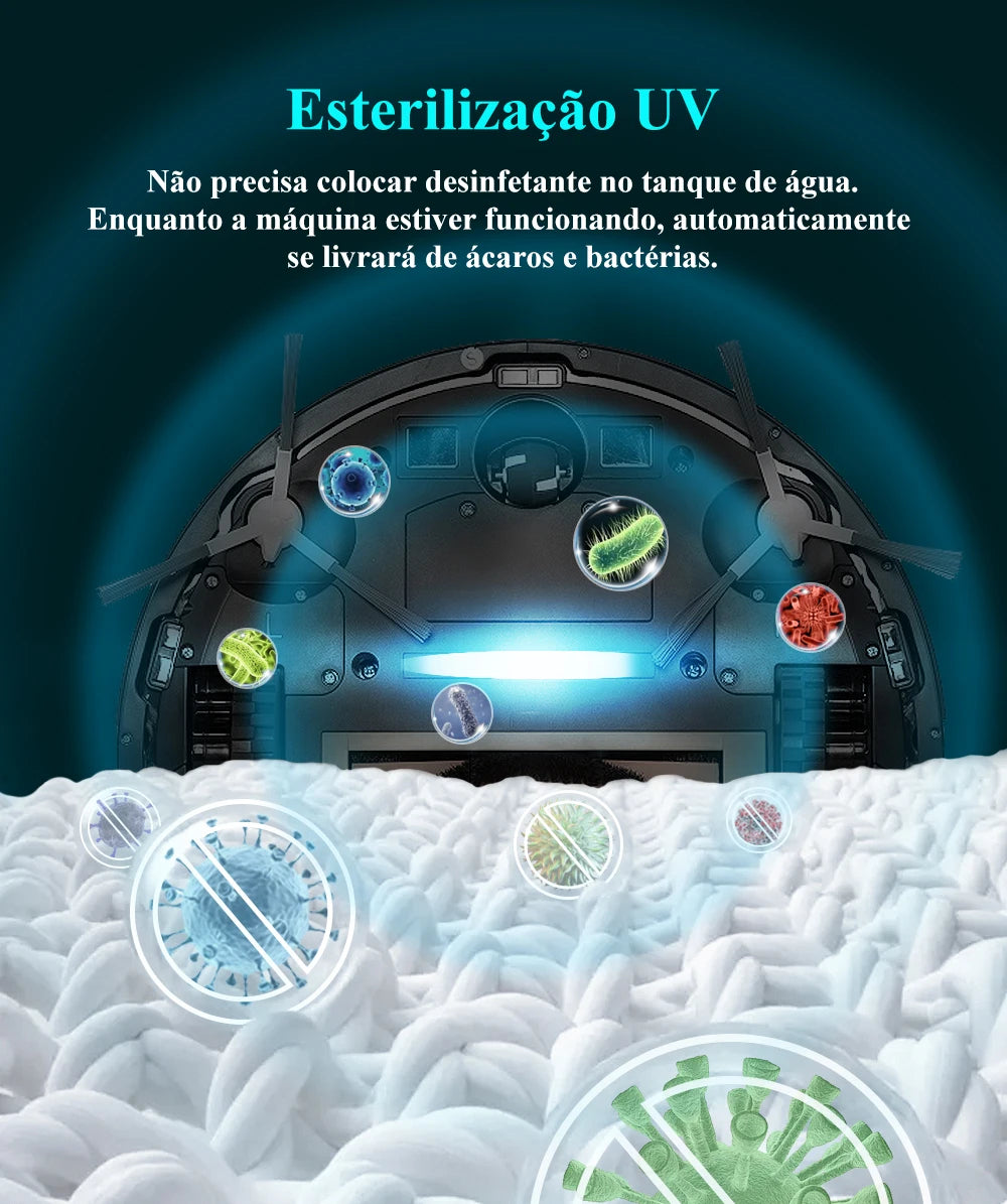 (Código promocional: BR2025)Robô aspirador de pó ABIR X8, navegação a laser lidar, 6500pa sucção, multi-assoalho mapa, Esterilização UV, y forma molhado esfregar, app zonas não-go, Exclusivo Sensor TOF