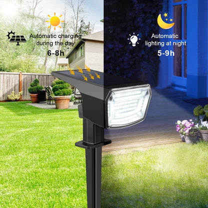 Holofote solar regulável com 3 modos, à prova d'água, jardim, paisagem, gramado, para quintal, entrada, pátio, quintal, passarela
