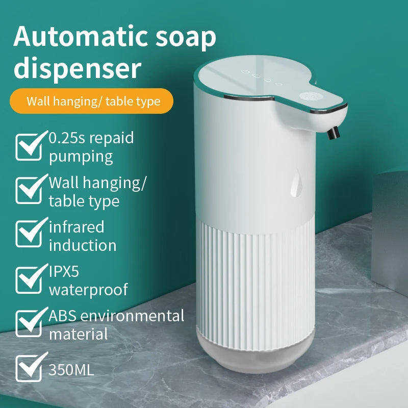 Dispensador de sabão automático 360ml, sem toque, tipo c, usb, recarregável, elétrico, à prova d'água, espuma/dispensador de líquido