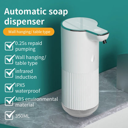 Dispensador de sabão automático 360ml, sem toque, tipo c, usb, recarregável, elétrico, à prova d'água, espuma/dispensador de líquido