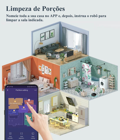 (Código promocional: BR2025)Robô aspirador de pó ABIR X8, navegação a laser lidar, 6500pa sucção, multi-assoalho mapa, Esterilização UV, y forma molhado esfregar, app zonas não-go, Exclusivo Sensor TOF