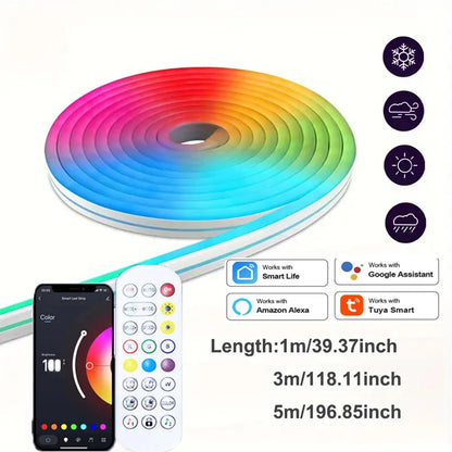 Faixa de led neon usb rgb, 1m, 2m, 3m, 5m, wi-fi, 5v, funciona com aplicativo tuya/smart life/alexa para jogos, casa, iluminação de decoração neon