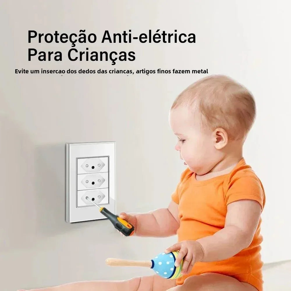 DELEFU 4*2 Vidro Temperado Branco Tomada Padrão Brasil com Dupla USB Tipo C Tomada de Parede Interruptor Inteligente Tuya Wifi 10A 20A