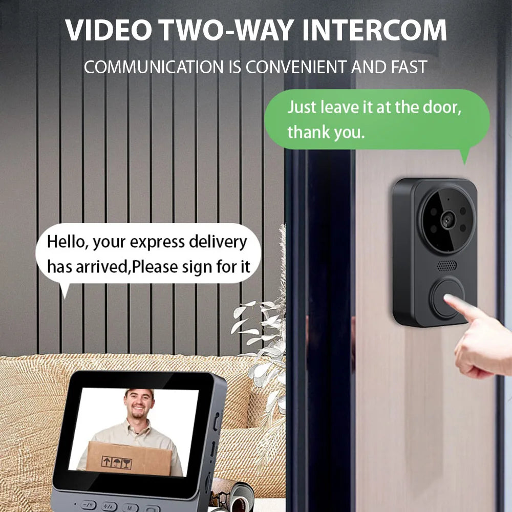 2.4g sem fio visual intercom campainha de vídeo sistema de intercomunicação hd monitoramento campainha intercomunicador bidirecional 4.3 Polegada tela ips