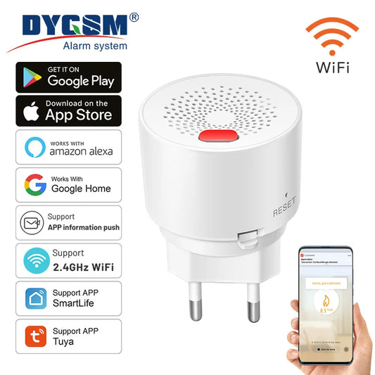Tuya inteligente wifi sensor de gás natural combustível doméstico detector de vazamento de gás lpg proteção de segurança contra incêndio com alexa google