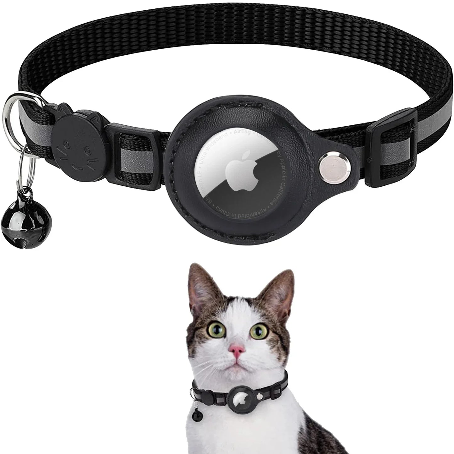 Airtag Case Coleira para Gato, Capa protetora para Anti Lost Locator, Dog Tracker Acessórios, Coleira Pet reflexiva com Bell, Suporte