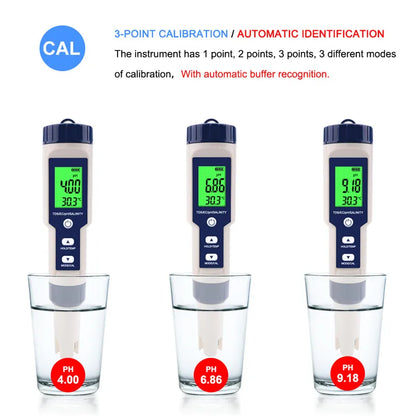 5 em 1 testador de qualidade da água digital tds/ec/ph/salinidade/medidor de temperatura para piscinas aquários detector de qualidade da água