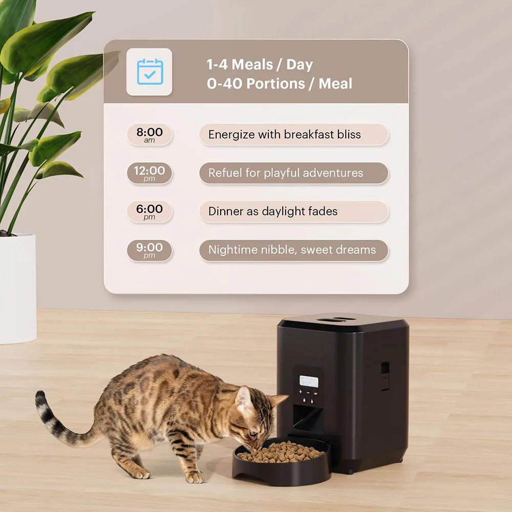 Alimentador inteligente para animais de estimação, alimentador automático para gatos, máquina de comida lenta para cães com temporizador quantitativo automático, dispensador de comida para gatos, tigela para cães e gatos
