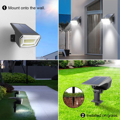 Holofote solar regulável com 3 modos, à prova d'água, jardim, paisagem, gramado, para quintal, entrada, pátio, quintal, passarela